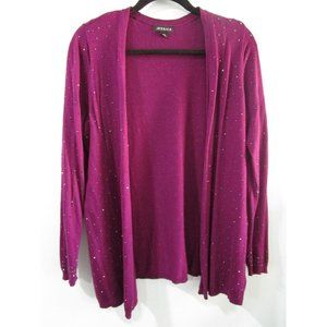 Jessica Purple Jet Rhinestone Open Cardigan Sweater Ladies M Long Sleeve GUC
